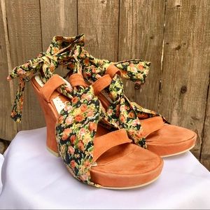 Irregular Choice Orange Suede Platform Sandals